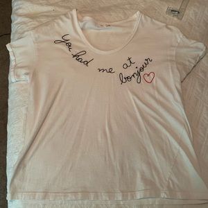 White tee “you had me at bonjour”